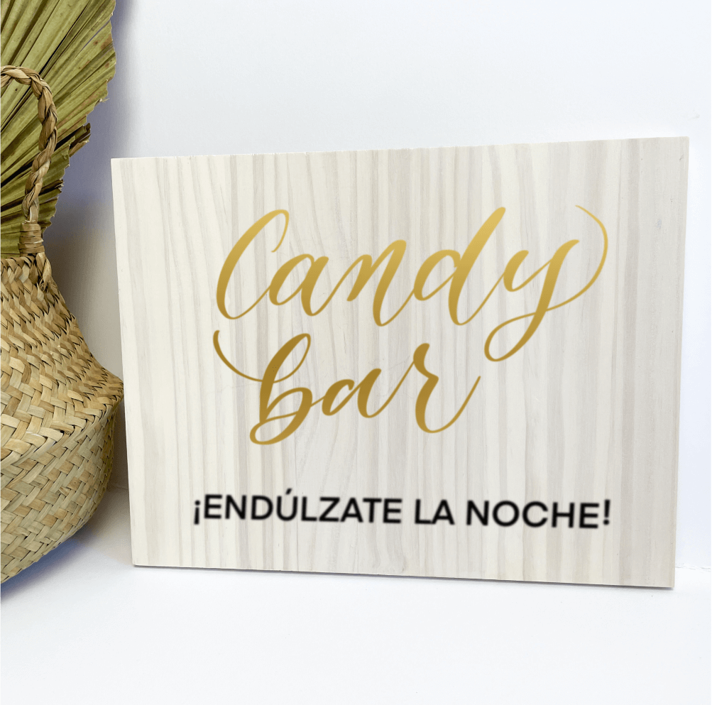 Cartel de madera "Candy bar" » Jara Decoración de eventos