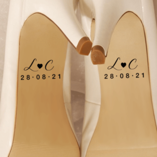 pegatinas zapatos iniciales corazon beigs