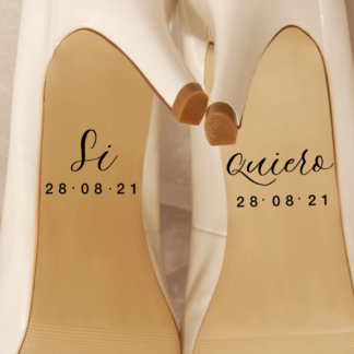 pegatinas zapatos boda si fecha + quiero fecha beigs
