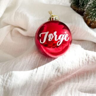 bola de navidad personalizada roja brillo blanco