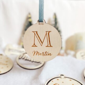 Adorno de navidad personalizado inicial + Nombre 2